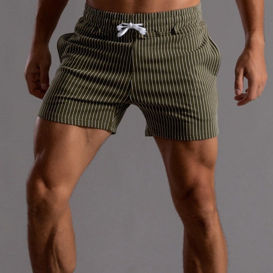 Sommer Shorts - Gestreift - Elastische Taille - Kordelzug Shorts - Herren Shorts-Grün-XS-Chaps Herrenmode