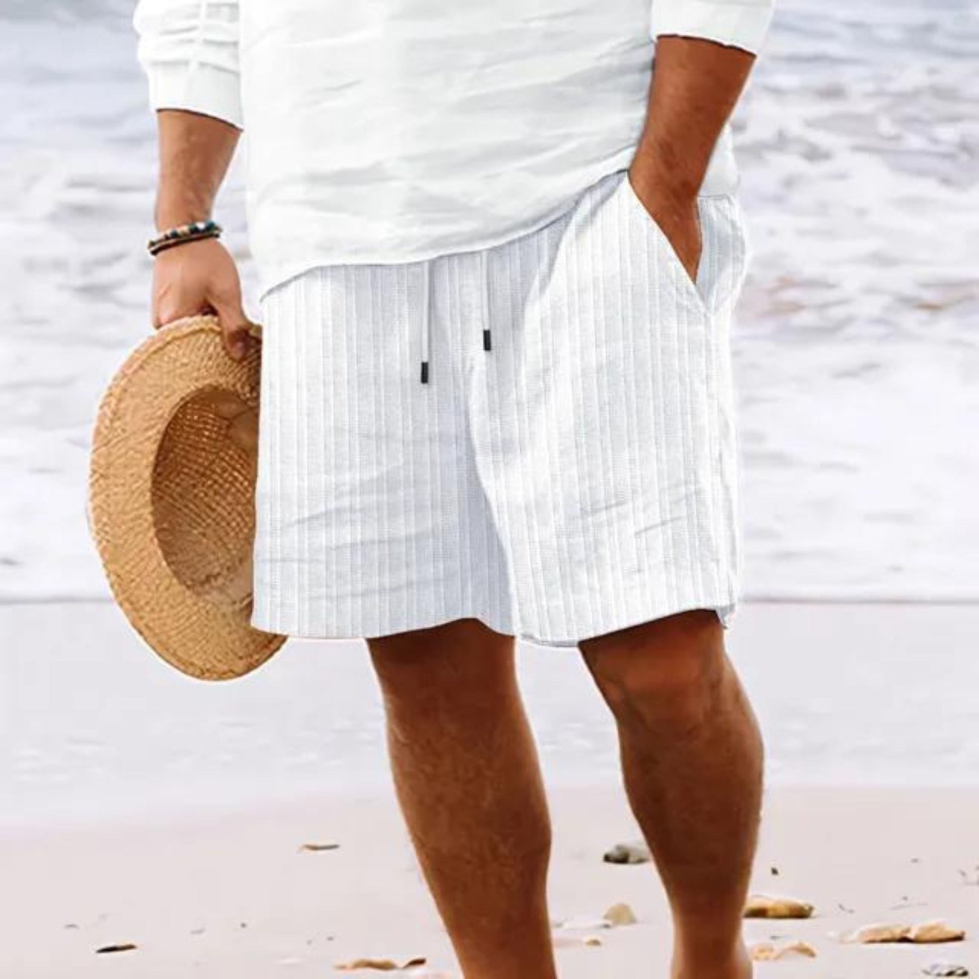Sommer Shorts | Loose Fit | Lightweight | Casual Shorts | Herren Shorts-Weiß-XS-Chaps Herrenmode