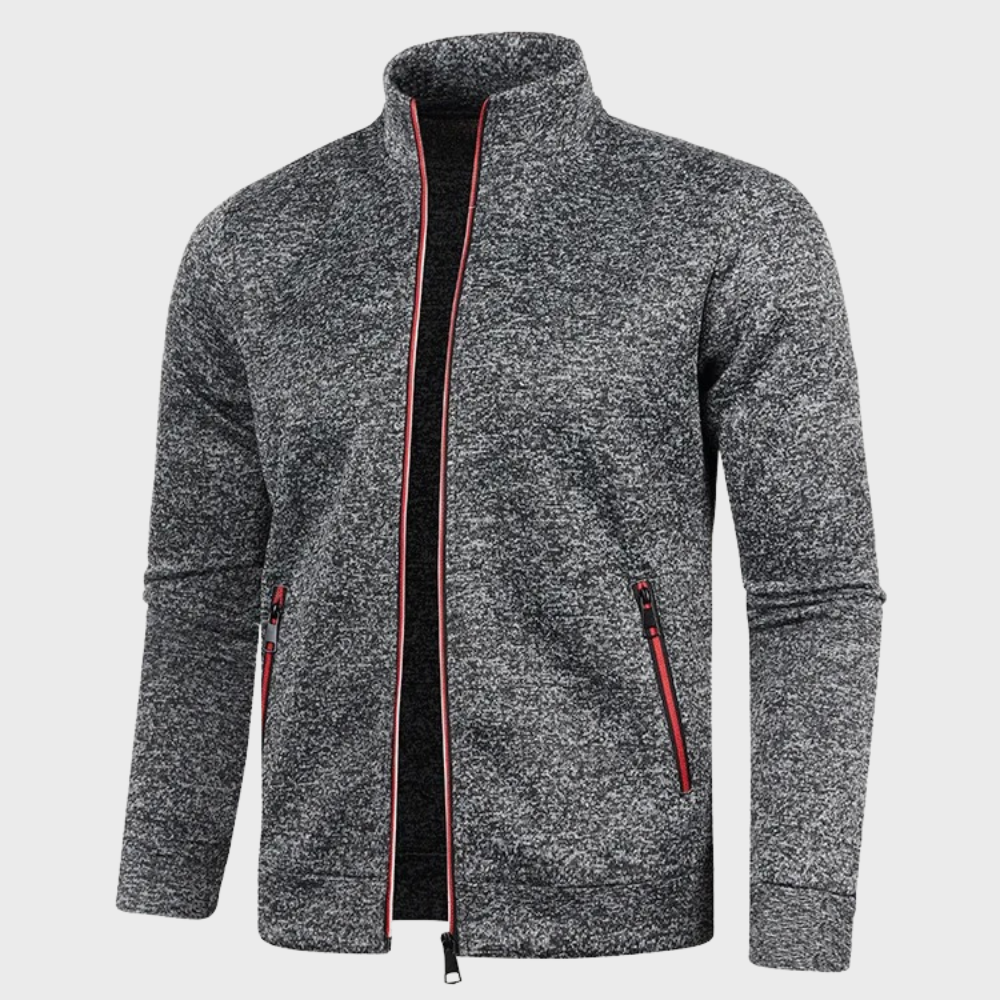 Sommer Strickjacke | Lässig | Reißverschlusstaschen | Sweatshirt mit Reißverschluss | Herrenjacke-Dunkelgrau-M-Chaps Herrenmode