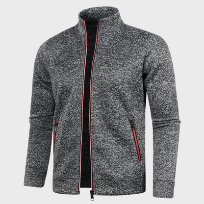 Sommer Strickjacke | Lässig | Reißverschlusstaschen | Sweatshirt mit Reißverschluss | Herrenjacke-Dunkelgrau-M-Chaps Herrenmode
