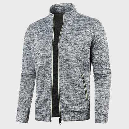 Sommer Strickjacke | Lässig | Reißverschlusstaschen | Sweatshirt mit Reißverschluss | Herrenjacke-Hellgrau-M-Chaps Herrenmode