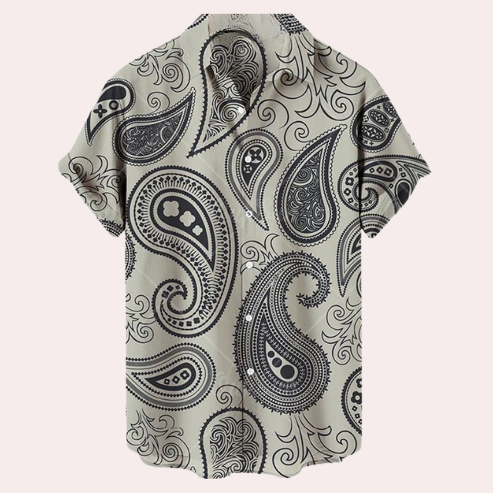 Sommerhemd - Bedruckt - Button-Up - Kurzarmhemd - Herrenhemden-Weiß-XS-Chaps Herrenmode
