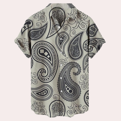Sommerhemd - Bedruckt - Button-Up - Kurzarmhemd - Herrenhemden-Weiß-XS-Chaps Herrenmode
