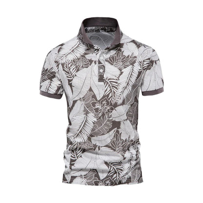 Sommerhemd – Herren-Polo-T-Shirt mit kurzen Ärmeln, Kragen und Aufdruck-Grau-S-Chaps Herrenmode