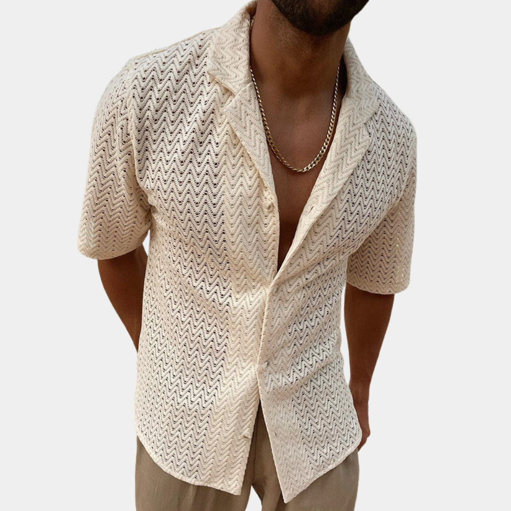 Sommerhemd | Kragen | Knopfleiste | Kurzarmhemd | Herrenhemd-Creme-S-Chaps Herrenmode