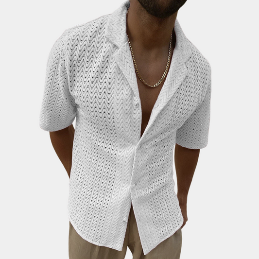 Sommerhemd | Kragen | Knopfleiste | Kurzarmhemd | Herrenhemd-Weiß-S-Chaps Herrenmode