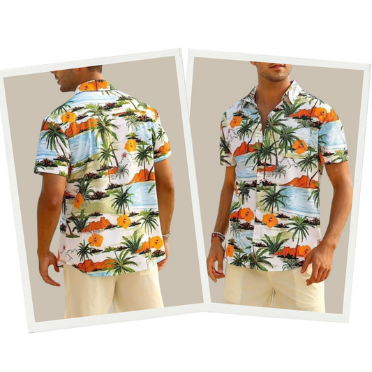 Sommerhemd - Kurzarm - Button-Up - Hawaiihemd - Herrenhemden-Chaps Herrenmode