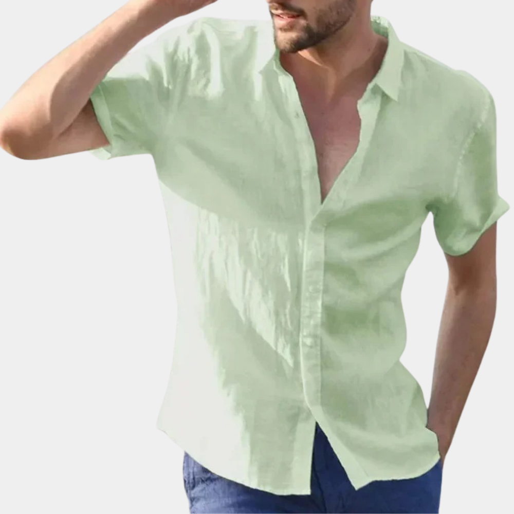 Sommerhemd – Leichtes Kurzarmhemd mit Knöpfen für Männer-Grün-S-Chaps Herrenmode