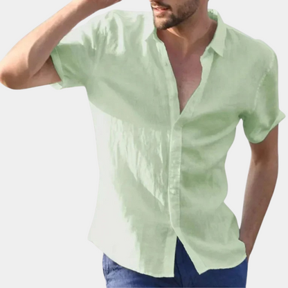 Sommerhemd – Leichtes Kurzarmhemd mit Knöpfen für Männer-Grün-S-Chaps Herrenmode