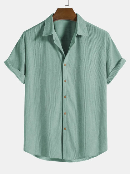 Sommerhemd – geknöpft – locker sitzend – kurzärmeliges Hemd – Herrenhemd-Türkis-S-Chaps Herrenmode