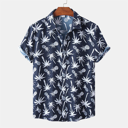 Sommerhemd – leichtes, kurzärmeliges Herrenhemd mit Knopfleiste-Marineblau-M-Chaps Herrenmode