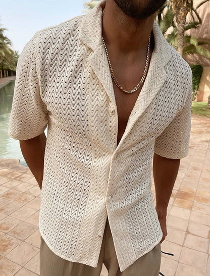 Sommerhemd – mit Knöpfen – leicht – kurzärmliges Hemd – Herrenhemden-Chaps Herrenmode