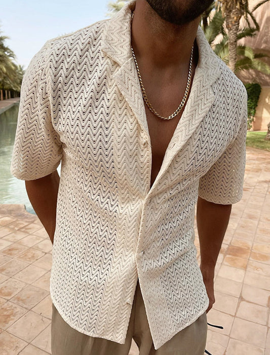 Sommerhemd – mit Knöpfen – leicht – kurzärmliges Hemd – Herrenhemden-Chaps Herrenmode