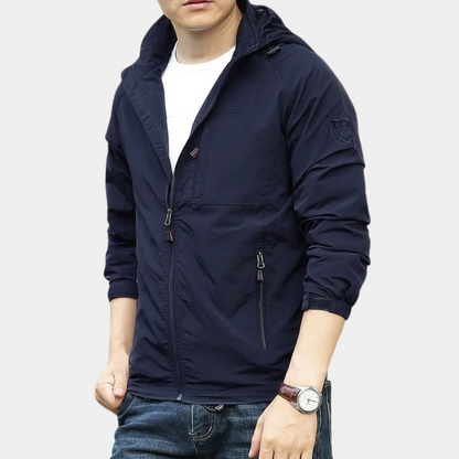 Sommerjacke | Leicht | Mit Kapuze | Cargo-Jacke | Herrenjacke-Marineblau-M-Chaps Herrenmode