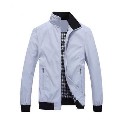 Sommerjacke – Winddichte Harrington-Jacke mit Reißverschluss für Herren-Hellgrau-M-Chaps Herrenmode