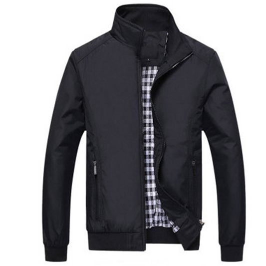 Sommerjacke – Winddichte Harrington-Jacke mit Reißverschluss für Herren-Schwarz-M-Chaps Herrenmode