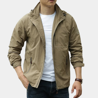 Sommerjacke – dünne, winddichte Herren-Funktionsjacke mit Kapuze-Khaki-M-Chaps Herrenmode