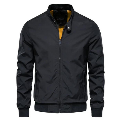 Sportlich Stylische Sommer Bomberjacke für Männer-Schwarz-S-Chaps Herrenmode