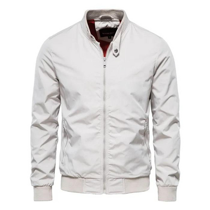 Sportlich Stylische Sommer Bomberjacke für Männer-Weiß-S-Chaps Herrenmode