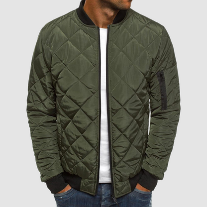 Steppjacke – lässige Winterjacke für Herren mit Reißverschluss und Taschen-Dunkelgrün-S-Chaps Herrenmode
