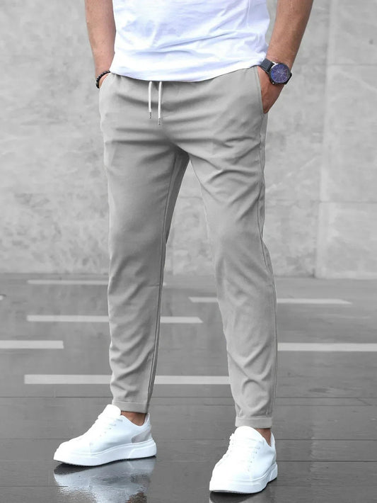 Stretch-Hose – Bequem – Kordelzug – Stretch-Chinohose – Herrenhose-Grau-S-Chaps Herrenmode