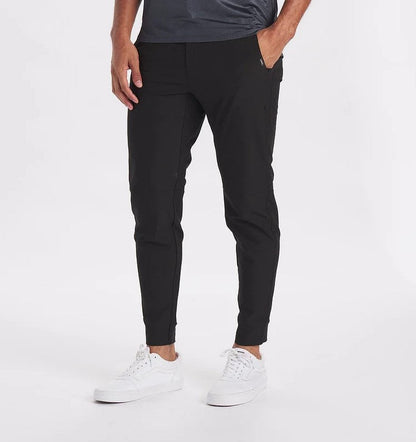 Stretch-Hose | Elastische Taille | Winddicht | Slim-Fit-Jogginghose | Herrenhose-Mattes Schwarz-XS-Chaps Herrenmode