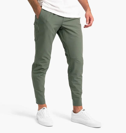 Stretch-Hose | Elastische Taille | Winddicht | Slim-Fit-Jogginghose | Herrenhose-Salbei-XS-Chaps Herrenmode