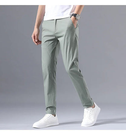 Stretch-Hose – schmale Passform, gerade geschnittene Chino-Hose für Herren-Grün-S-Chaps Herrenmode