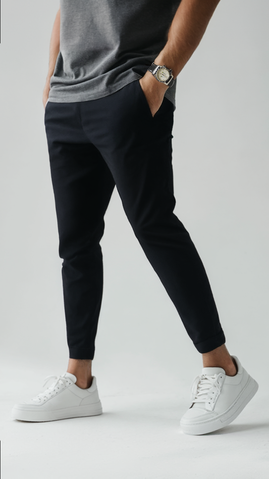 Stretch-Hose – schmale Passform, gerade geschnittene Chino-Hose für Herren-Schwarz-S-Chaps Herrenmode