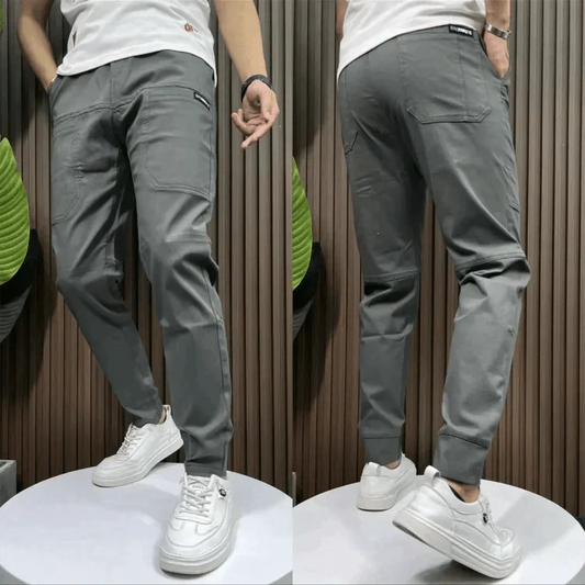 Stretch-Hosen | Bequem | Freizeit | Slim Fit Jogginghosen | Herrenhosen-Grau-29-Chaps Herrenmode