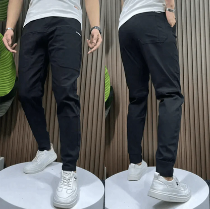 Stretch-Hosen | Bequem | Freizeit | Slim Fit Jogginghosen | Herrenhosen-Schwarz-29-Chaps Herrenmode