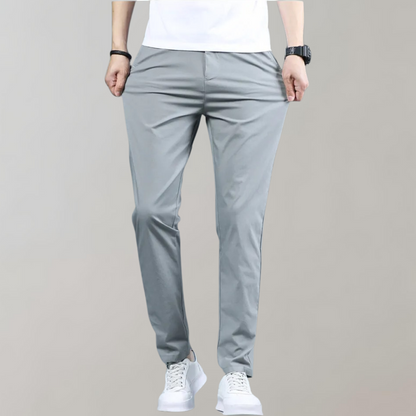 Stretch-Hosen | Skinny | Elastische Taille | Chino-Hosen | Herrenhosen-Grau-27-Chaps Herrenmode