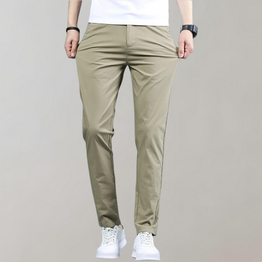 Stretch-Hosen | Skinny | Elastische Taille | Chino-Hosen | Herrenhosen-Khaki-27-Chaps Herrenmode