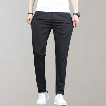 Stretch-Hosen | Skinny | Elastische Taille | Chino-Hosen | Herrenhosen-Schwarz-27-Chaps Herrenmode