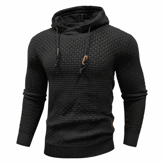 Strick-Hoodie | Kordelzug | Slim Fit | Kapuzenpulli | Herren-Hoodie-Schwarz-S-Chaps Herrenmode