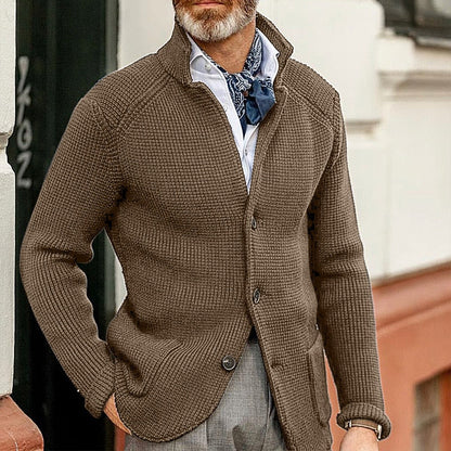 Strickjacke - Button-Up - Chunky - Strickjacke - Herrenbekleidung-Braun-S-Chaps Herrenmode