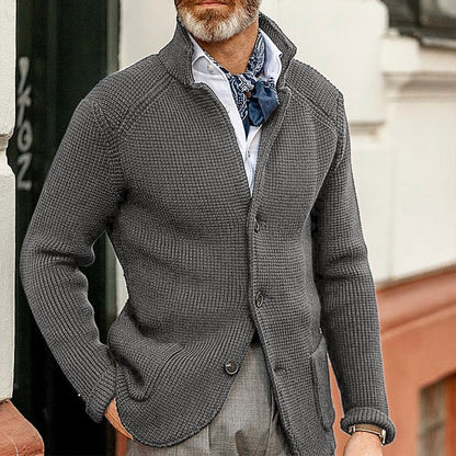 Strickjacke - Button-Up - Chunky - Strickjacke - Herrenbekleidung-Grau-S-Chaps Herrenmode
