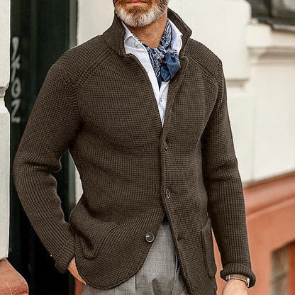 Strickjacke - Button-Up - Chunky - Strickjacke - Herrenbekleidung-Kaffee-S-Chaps Herrenmode