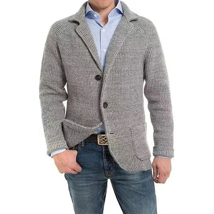Strickjacke | Button-Up | V-Ausschnitt | Strickjacke | Herrenjacke-Grau-S-Chaps Herrenmode