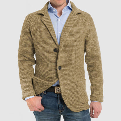 Strickjacke | Button-Up | V-Ausschnitt | Strickjacke | Herrenjacke-Khaki-S-Chaps Herrenmode