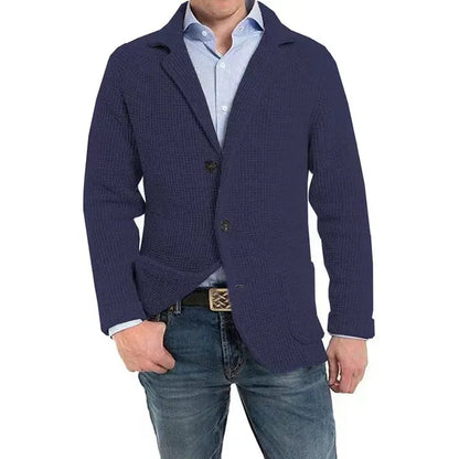 Strickjacke | Button-Up | V-Ausschnitt | Strickjacke | Herrenjacke-Marineblau-S-Chaps Herrenmode