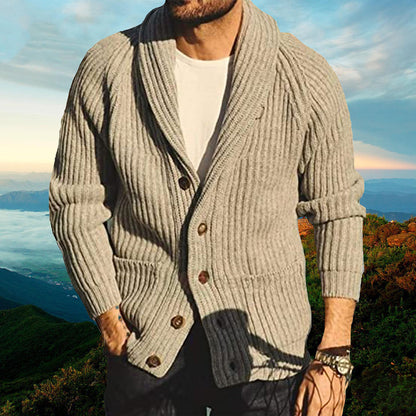 Strickjacke | Dick | Mit Knöpfen | Grob gestrickte Strickjacke | Herren-Strickjacke-Khaki-M-Chaps Herrenmode
