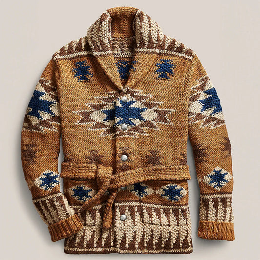 Strickjacke - Herren Strickjacke mit Knopfleiste und Gürtel-Chaps Herrenmode