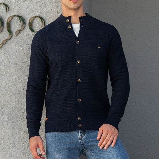 Strickjacke - Hoher Ausschnitt - Normale Passform - Strickjacke mit Knöpfen - Herren Strickjacke-Chaps Herrenmode