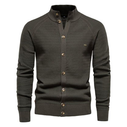 Strickjacke - Hoher Ausschnitt - Normale Passform - Strickjacke mit Knöpfen - Herren Strickjacke-Grün-S-Chaps Herrenmode