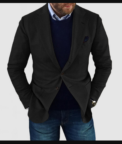 Strickjacke | Langarm | Button-Up | Herren Blazer | Herrenbekleidung-Schwarz-XS-Chaps Herrenmode