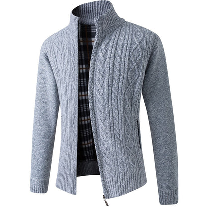 Strickjacke | Reißverschluss | Winter | Strickjacke | Herren-Strickjacke-Motiv Hellgrau-M-Chaps Herrenmode