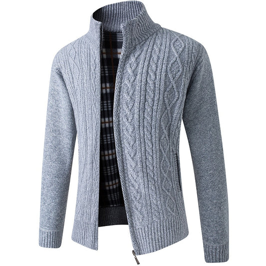 Strickjacke | Reißverschluss | Winter | Strickjacke | Herren-Strickjacke-Motiv Hellgrau-M-Chaps Herrenmode