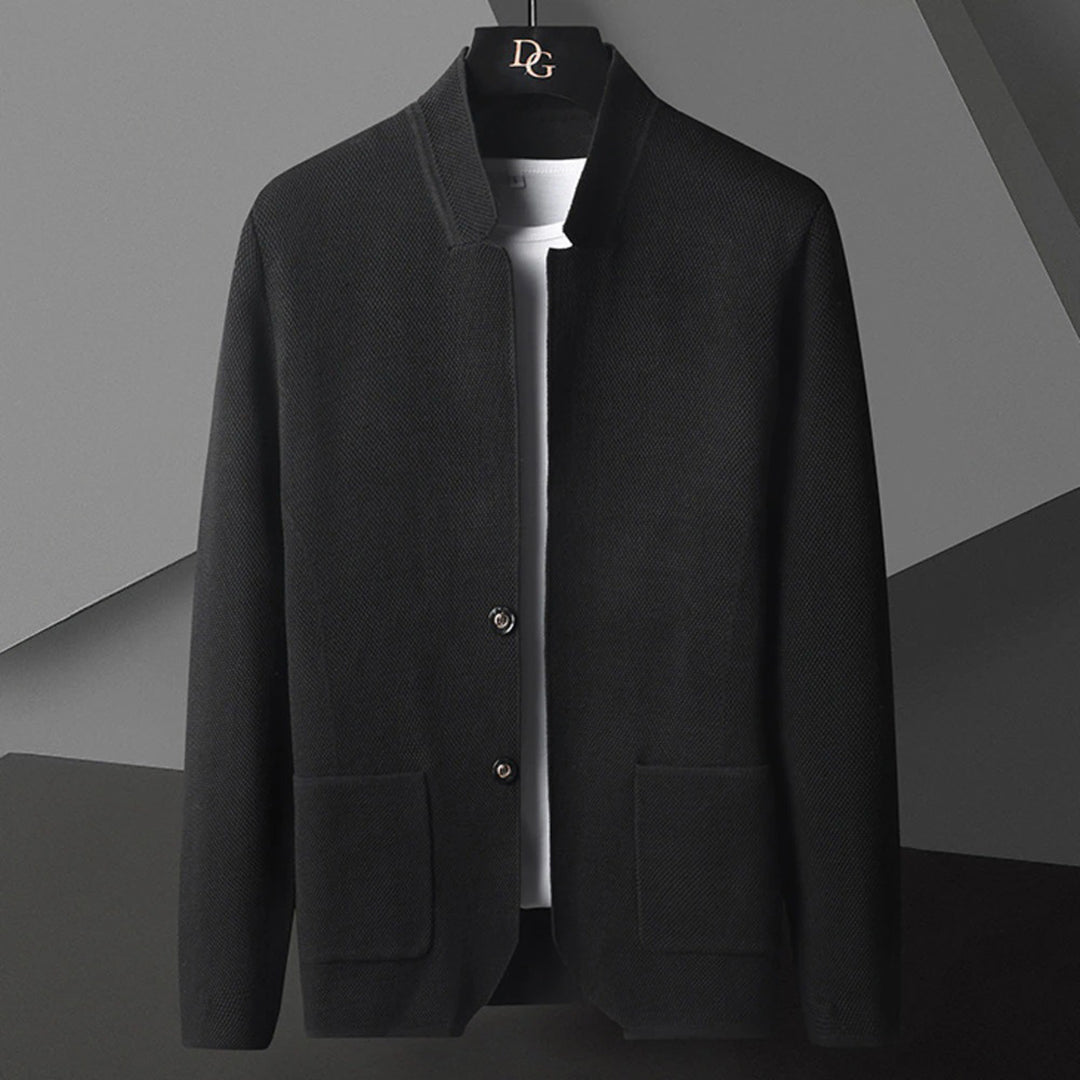 Strickjacke – Sommer-Strickjacke für Männer mit Knöpfen und Taschen-Schwarz-XS-Chaps Herrenmode