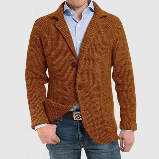 Strickjacke | Warm | Mit Knöpfen | Grob gestrickte Strickjacke | Herrenbekleidung-Braun-S-Chaps Herrenmode